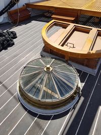 High angle view of ferris wheel in city