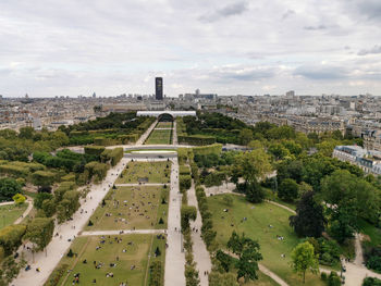 Paris, france, september 2021. areal city landscape seen from the eiffel tower.