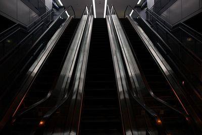 Low angle view of escalators