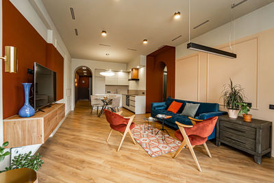 Chairs and tables on floor at home