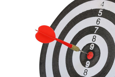 Close-up of red umbrella against white background