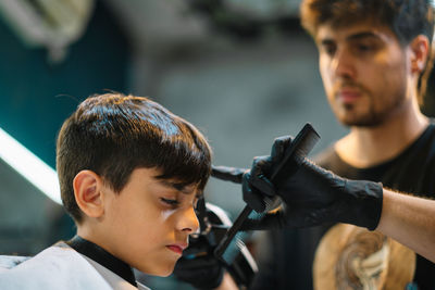 Portrait of kid at hairdresser