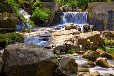 Scenic view of waterfall