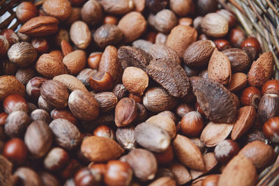 Close-up of nuts in basket