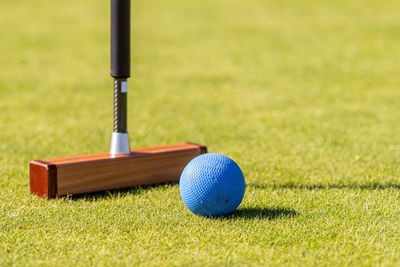 Close-up of ball on field