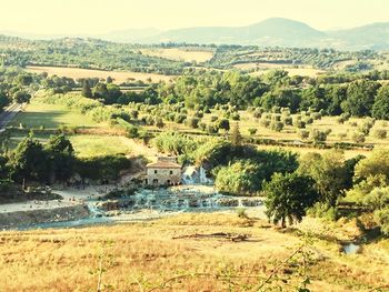 Scenic view of landscape with mountains in background