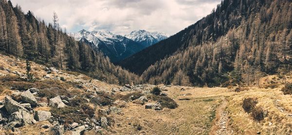 Panoramic view of mountain landscape against sky