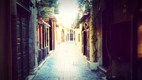 Narrow alley along buildings