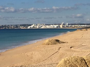 Scenic view of beach against sky