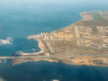 High angle view of sea and shore