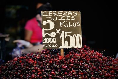 Close-up of fruits for sale at market stall