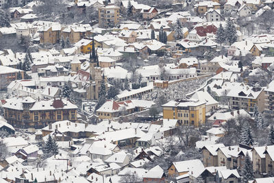 The beauty of winter on the snowy mountains. brasov city, romania