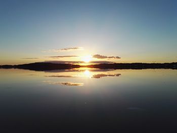 Scenic view of sunset over river