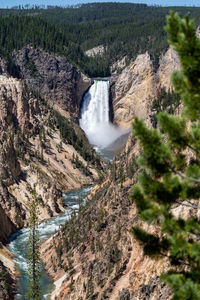 High angle view of waterfall