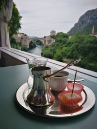 Close-up of tea cup on table