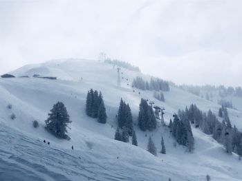 Scenic view of snow covered landscape against sky