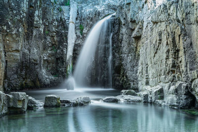 Scenic view of waterfall