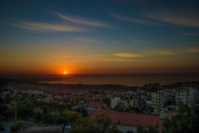 View of cityscape at sunset