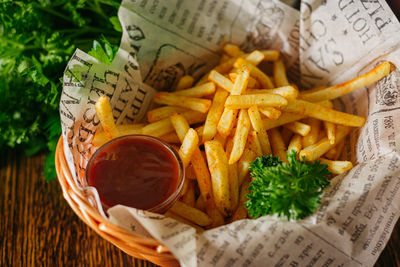 High angle view of food on table