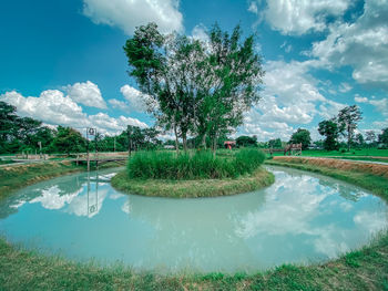 Scenic view of lake against sky