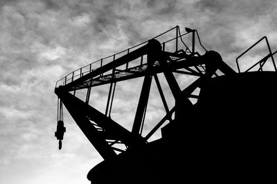 Low angle view of silhouette bridge against sky during sunset