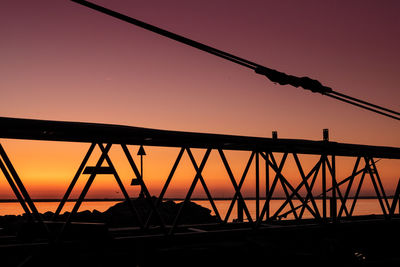 Low angle view of silhouette bridge against sky during sunset