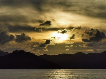 Scenic view of sea against sky during sunset