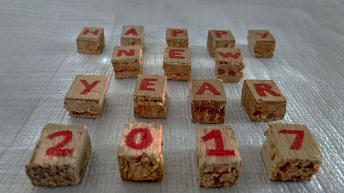 High angle view of food on table