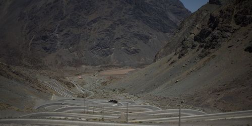 High angle view of car on mountain road