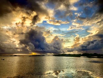 Scenic view of sea against sky during sunset