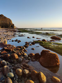 Scenic view of sea against clear sky