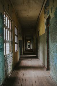 Empty corridor in abandoned building