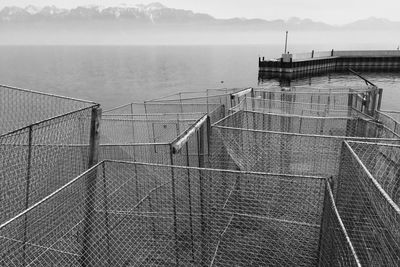 View of built structure in water