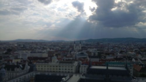 High angle shot of townscape against sky