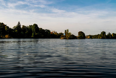 Scenic view of lake against sky