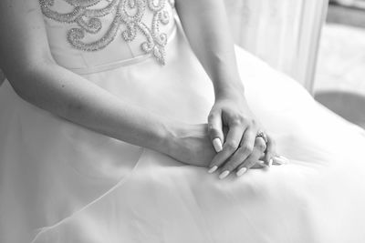 Close-up of bride's hands
