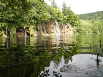 Scenic view of lake against trees