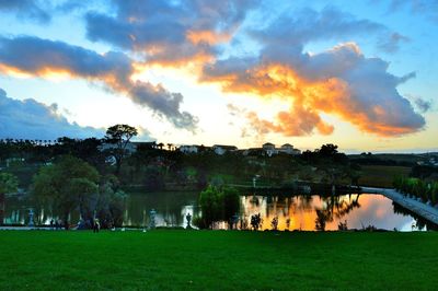 Panoramic view of landscape against sky during sunset