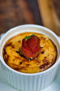 High angle view of dessert in bowl on table