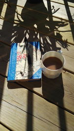 High angle view of tea on table