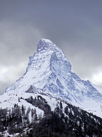 Scenic view of snow covered mountains against sky