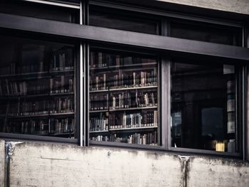 Books on shelf in library