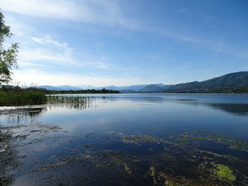 Scenic view of lake against sky