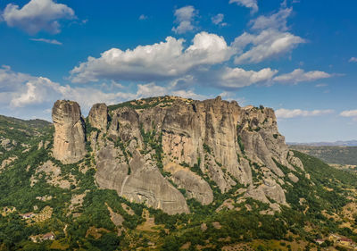 Rock formations on landscape against sky