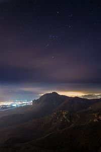 Scenic view of landscape against sky at night