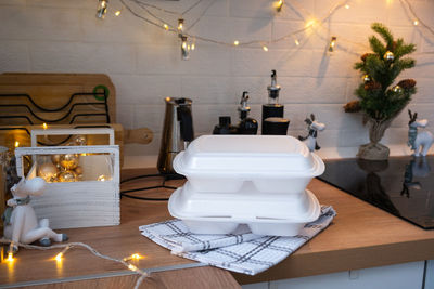 High angle view of food on table