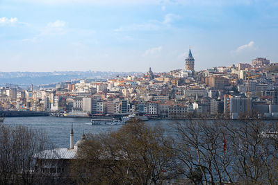 Istanbul cityscape in turkey with galata tower medieval landmark, turkey