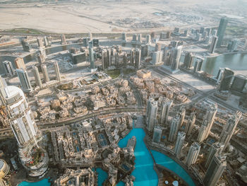 High angle view of buildings in city