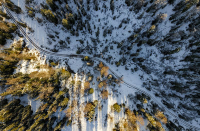 Aerial view of snow covered landscape