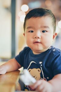 Close-up portrait of cute baby boy